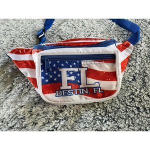 Red/White/Blue Destin Florida Zippered Fanny Pack Adjustable Waist. vintage ?